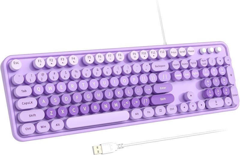 Atelus Large Print Keyboard, USB Wired Computer Keyboard, Full Size Keyboard with Number Pad for PC Laptop Desktop Windows 7 8 10 11 (Purple Colorful) - Image 1